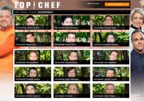 Imagen de la web de antena tres con los concursantes de Top Chef