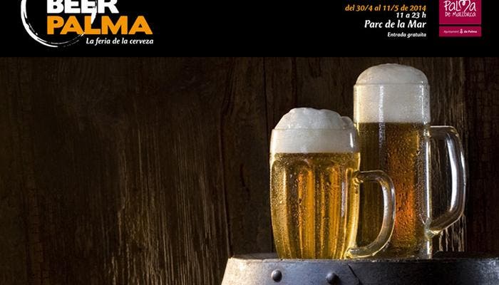 Cervezas sobre barril y logotipo Beer Palma