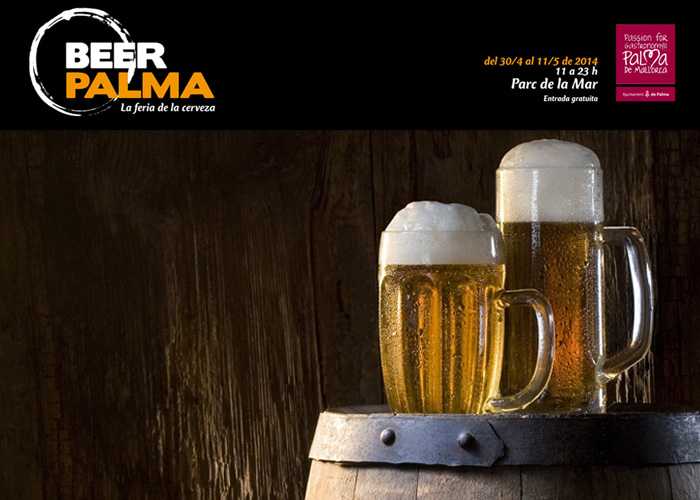 Cervezas sobre barril y logotipo Beer Palma