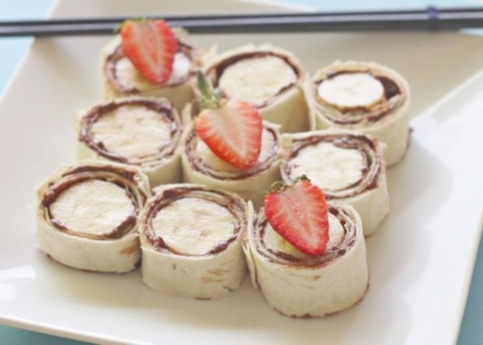 Sushi de Nutella y banana, receta paso a paso    