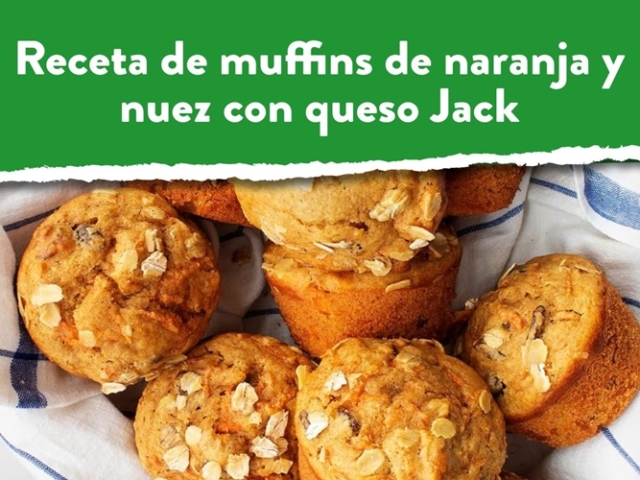 Receta de muffins de naranja y nuez con queso Jack